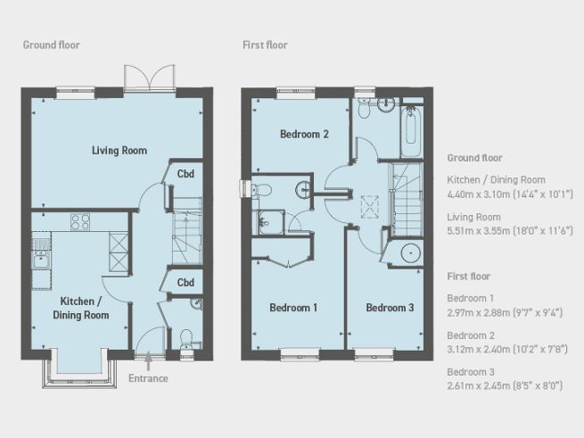 Floor plan, 3 bedroom house  - artist's impression subject to change